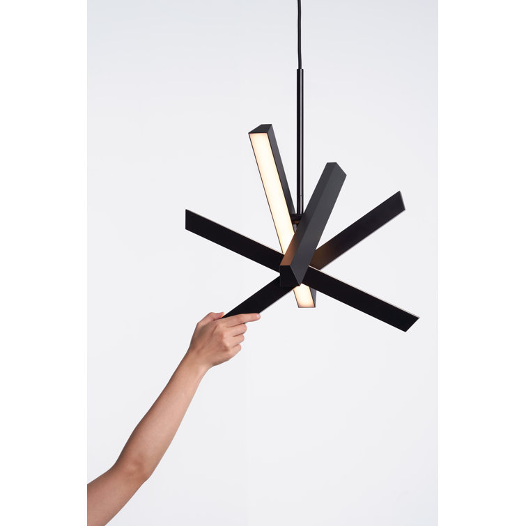 Matte Black 4-Light LED Geometric Pendant with Adjustable Length