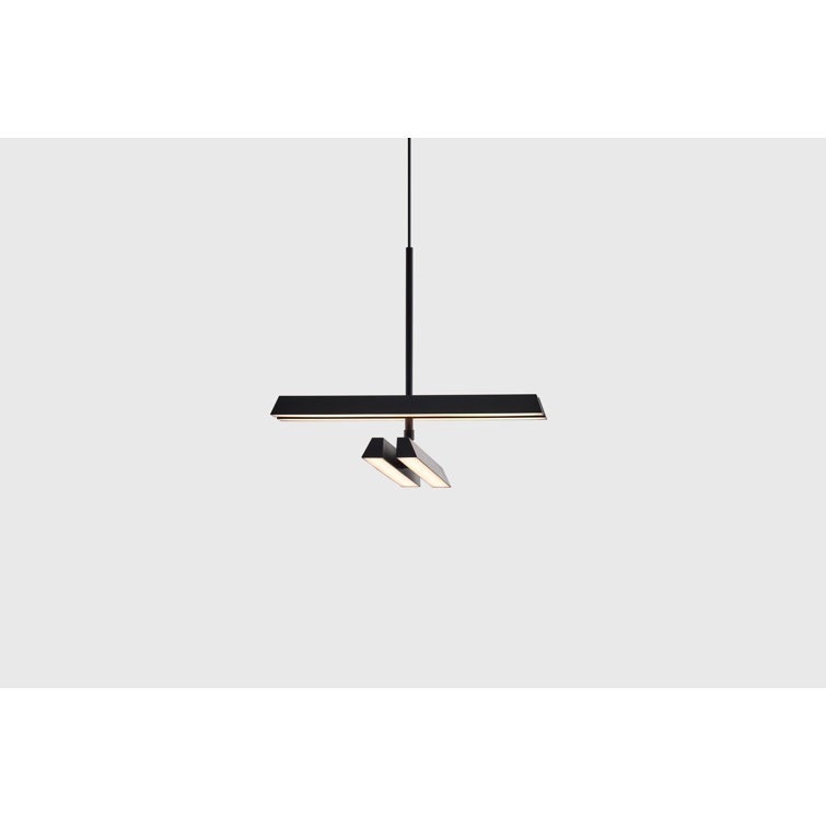 Matte Black 4-Light LED Geometric Pendant with Adjustable Length