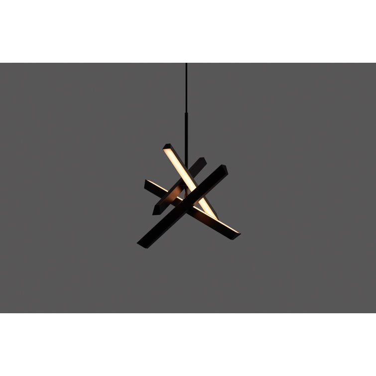 Matte Black 4-Light LED Geometric Pendant with Adjustable Length