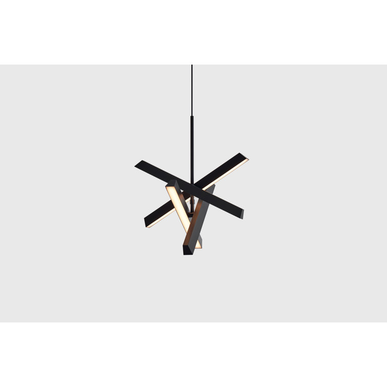 Matte Black 4-Light LED Geometric Pendant with Adjustable Length