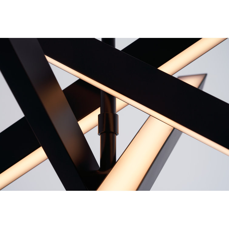 Matte Black 4-Light LED Geometric Pendant with Adjustable Length