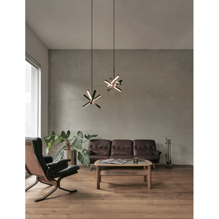 Matte Black 4-Light LED Geometric Pendant with Adjustable Length