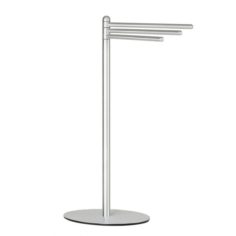 Brushed Aluminum Freestanding Towel Stand with Swing Arms