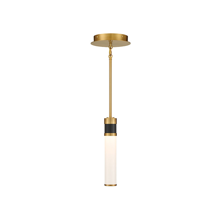 Matte Black and Brass Glass LED Mini Pendant