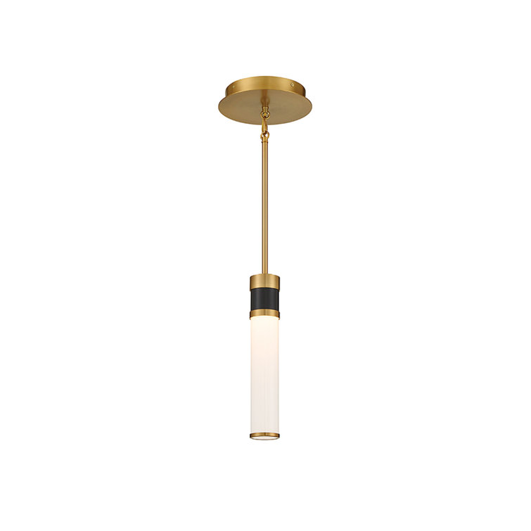 Matte Black and Brass Glass LED Mini Pendant