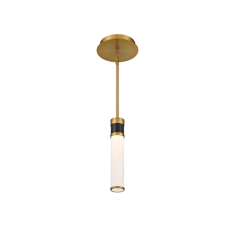 Matte Black and Brass Glass LED Mini Pendant