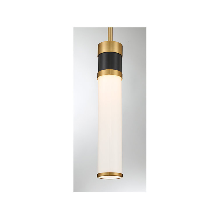 Matte Black and Brass Glass LED Mini Pendant