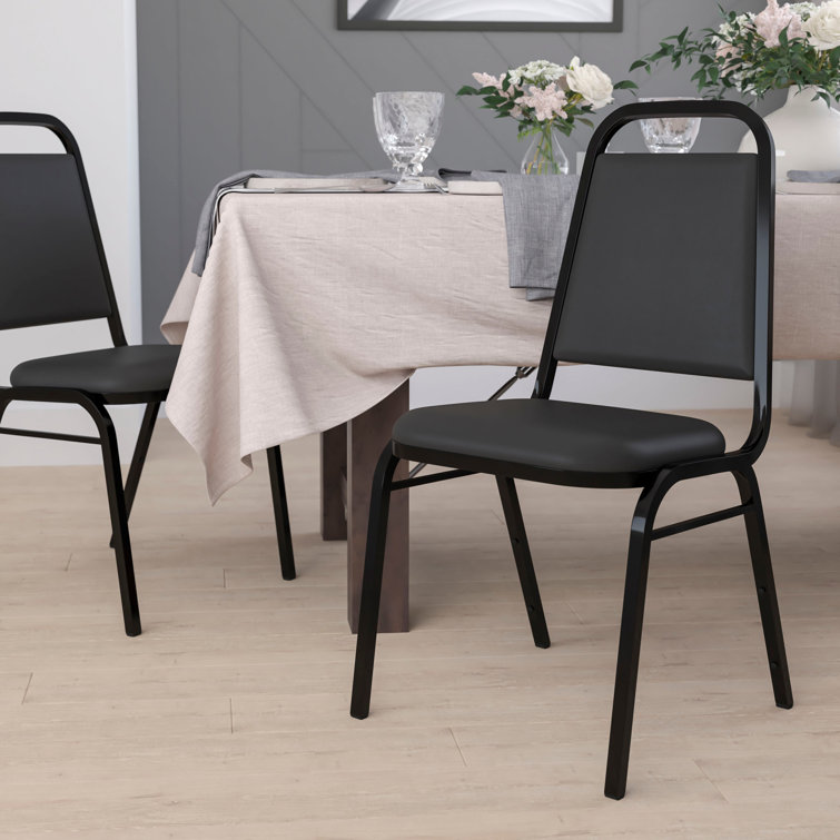 Elegant Black Vinyl Stacking Banquet Chair with Steel Frame