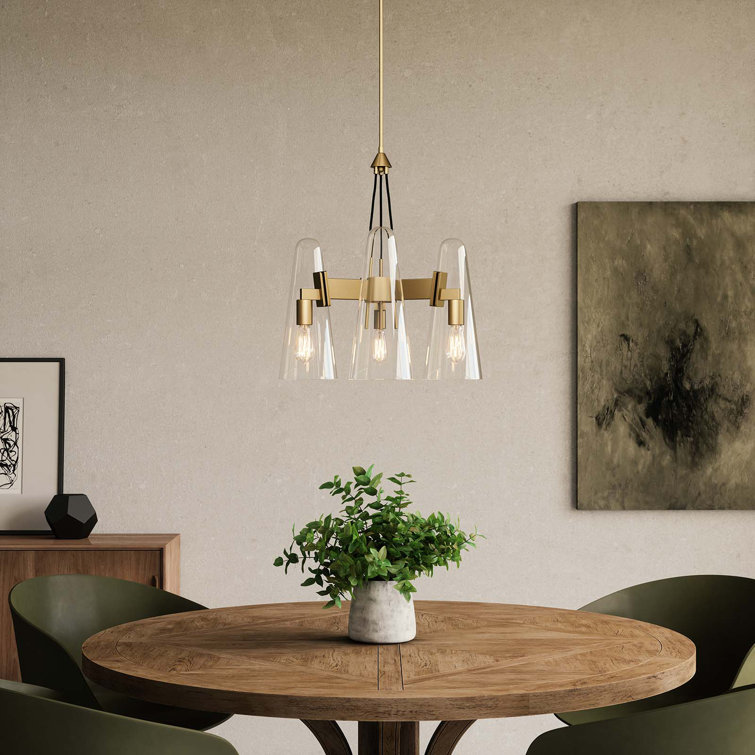 Beacon 21" Clear Satin Brass 3-Light LED Pendant for Indoor/Outdoor