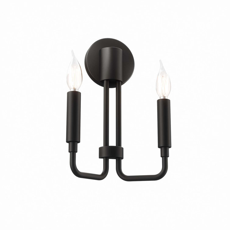 Black Dual Arm Direct Wired Wall Sconce