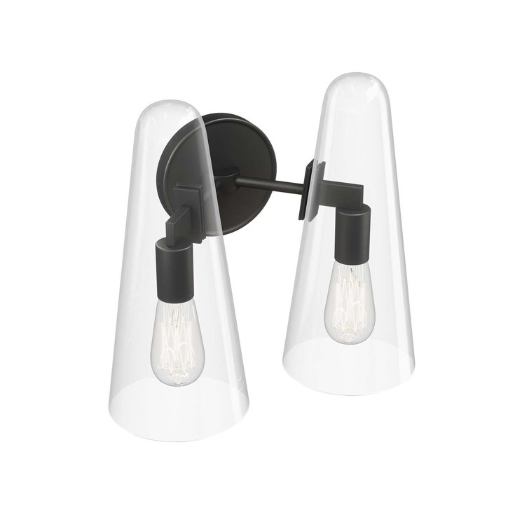 Beacon Slim Glass Cone 2-Light Black Wall Sconce