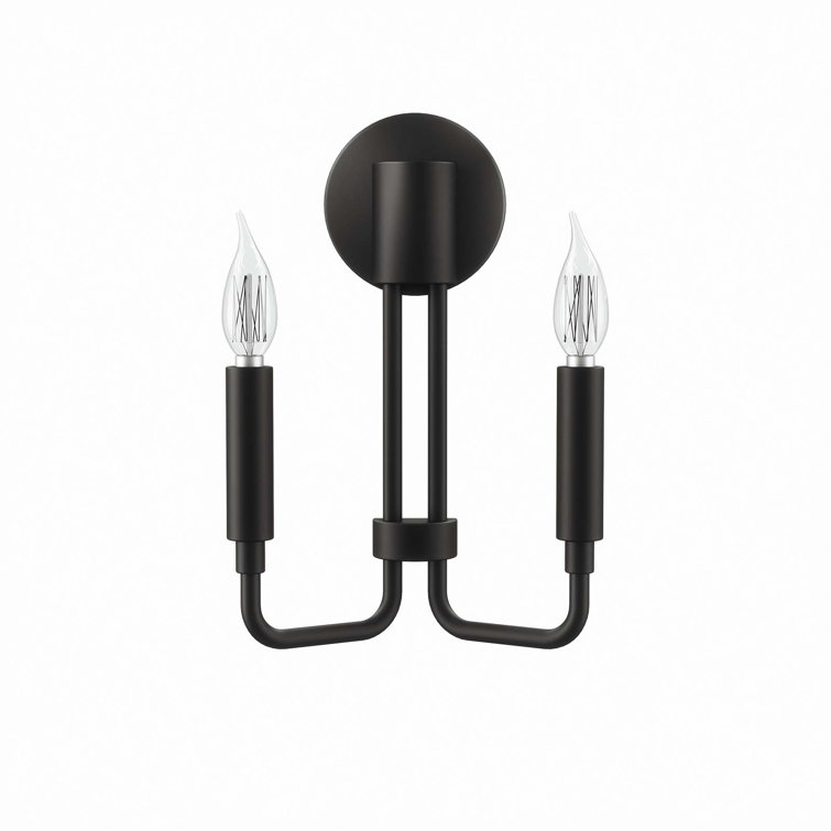 Black Dual Arm Direct Wired Wall Sconce