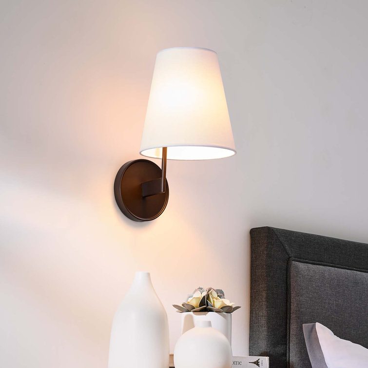 Surround Bronze 11" Wall Sconce with Fabric Cone Shade