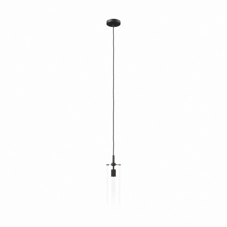 Clear Glass and Black LED Pendant Light, 5 x 5 x 72
