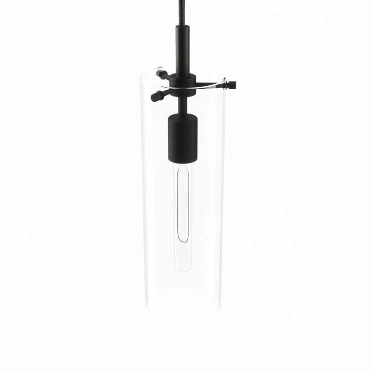 Clear Glass and Black LED Pendant Light, 5 x 5 x 72