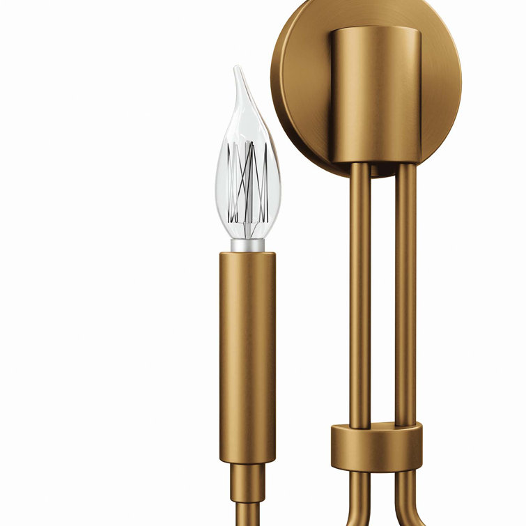 Satin Brass 2-Light Wall Sconce with Iron Construction