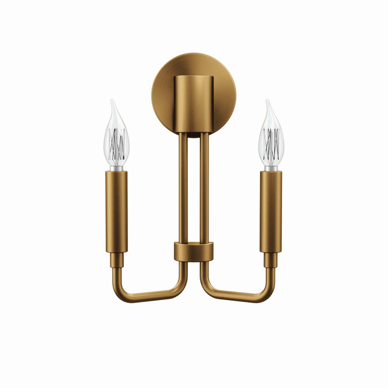 Satin Brass 2-Light Wall Sconce with Iron Construction