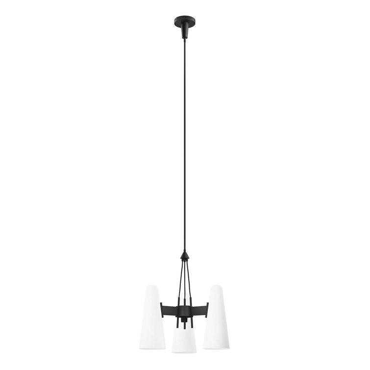 Beacon Opal Black Glass 3-Light Pendant Light
