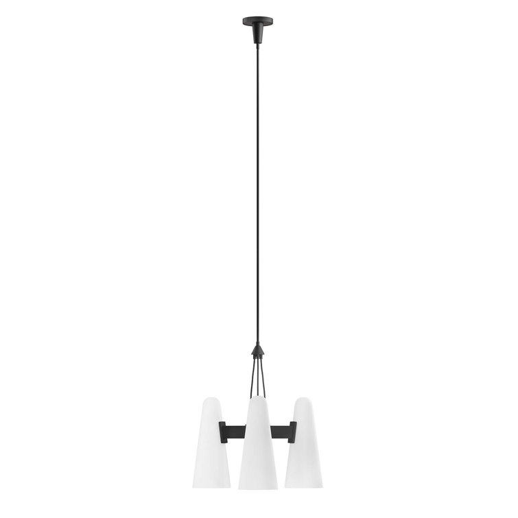 Beacon Opal Black Glass 3-Light Pendant Light