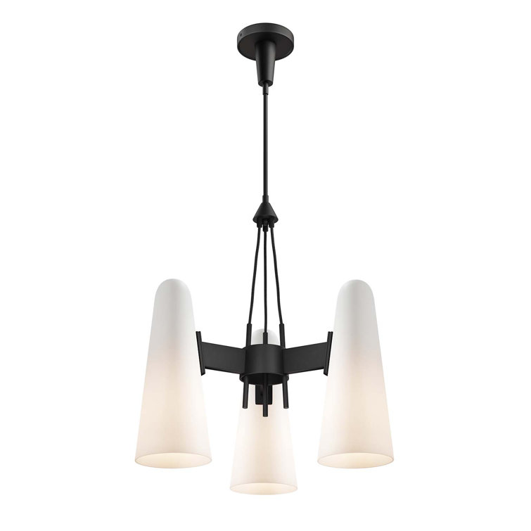 Beacon Opal Black Glass 3-Light Pendant Light