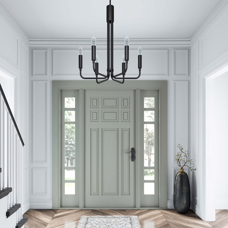 Black 6-Light Chandelier with Ceramic Lamp Holders