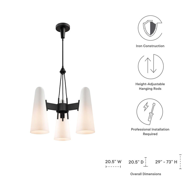 Beacon Opal Black Glass 3-Light Pendant Light