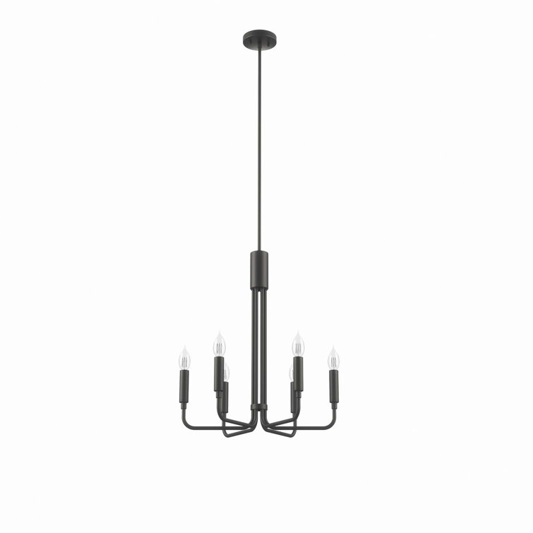 Black 6-Light Chandelier with Ceramic Lamp Holders