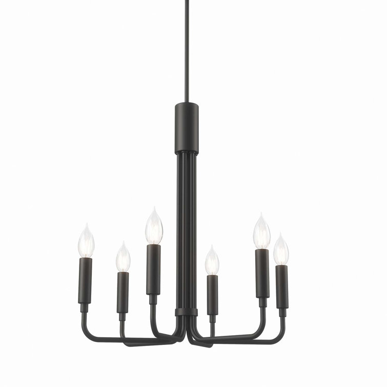 Black 6-Light Chandelier with Ceramic Lamp Holders