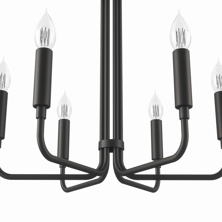 Black 6-Light Chandelier with Ceramic Lamp Holders