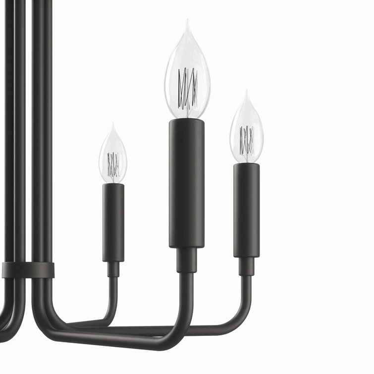 Black 6-Light Chandelier with Ceramic Lamp Holders