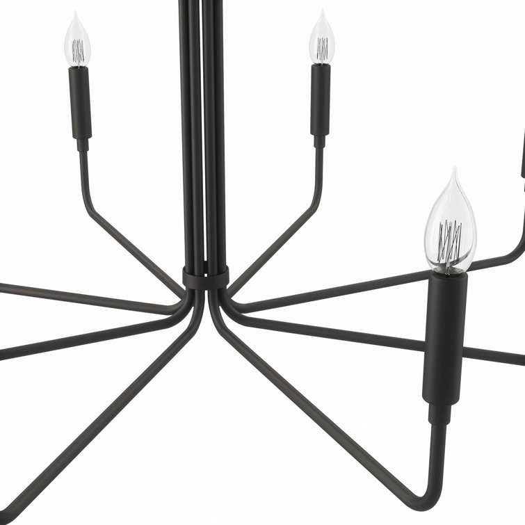 Rekindle Mid-Century Modern 8-Light Black Iron Chandelier