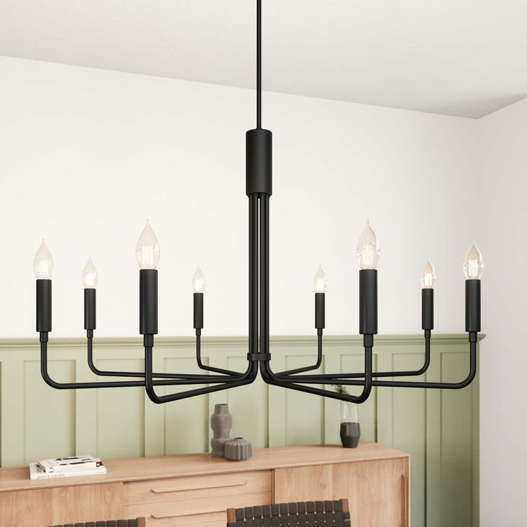 Rekindle Mid-Century Modern 8-Light Black Iron Chandelier