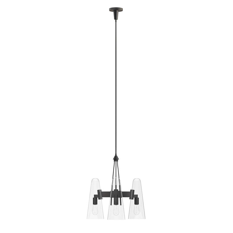 Beacon Adjustable Height 3-Light LED Pendant in Clear Black