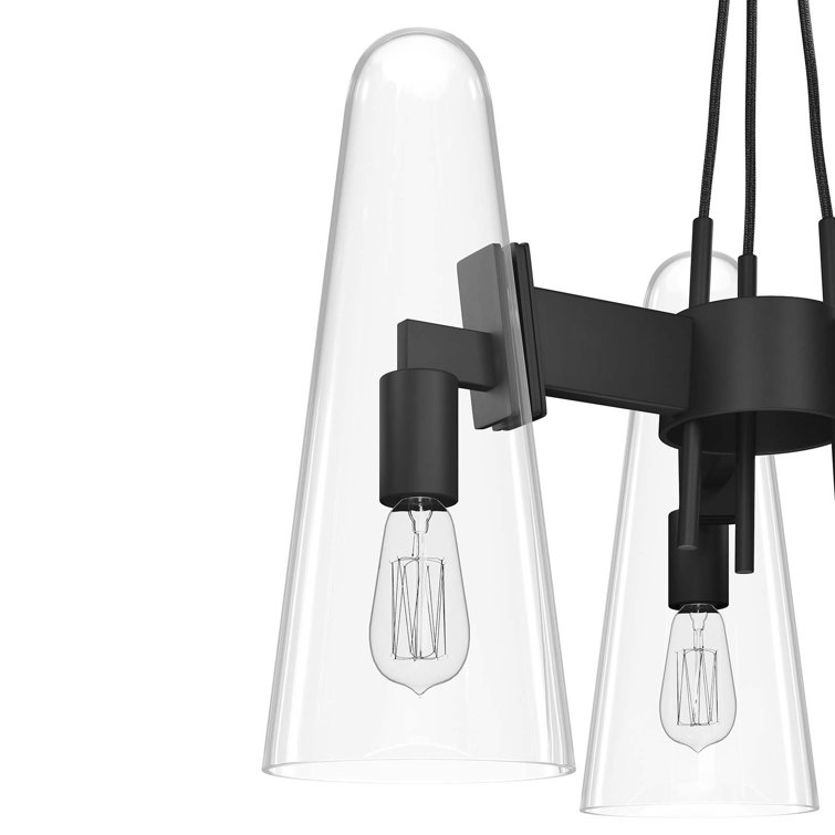 Beacon Adjustable Height 3-Light LED Pendant in Clear Black