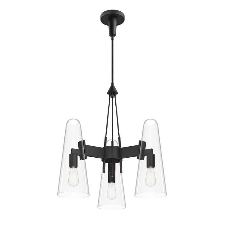 Beacon Adjustable Height 3-Light LED Pendant in Clear Black