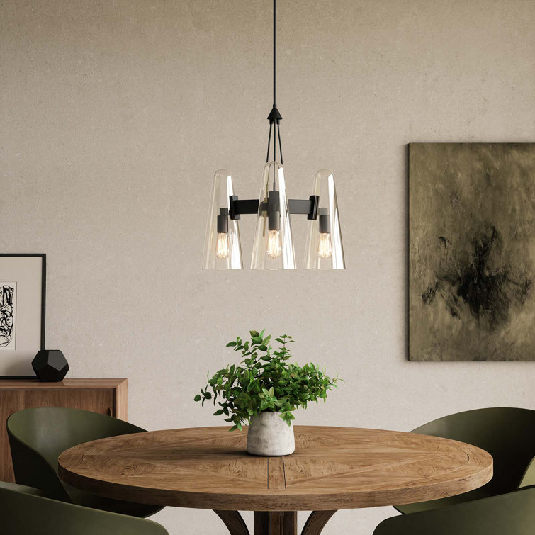 Beacon Adjustable Height 3-Light LED Pendant in Clear Black