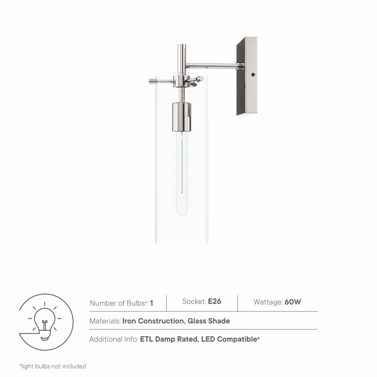 Skylark Polished Nickel and Glass Wall Sconce