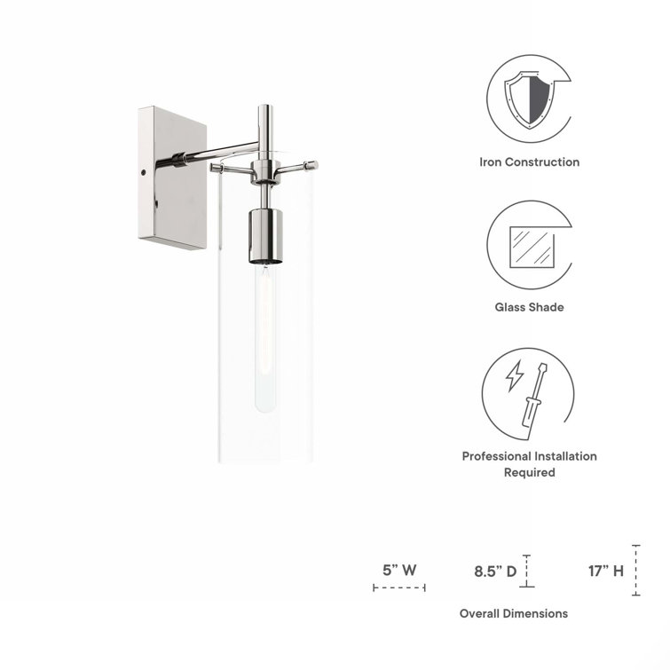 Skylark Polished Nickel and Glass Wall Sconce