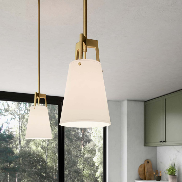Elegant White Satin Brass LED Pendant Light for Indoor/Outdoor
