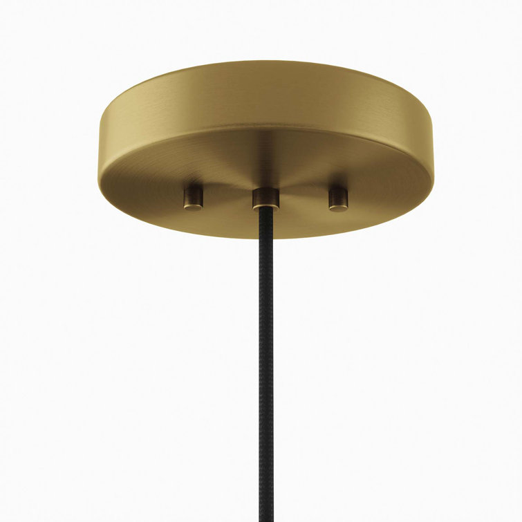 Sleek Contemporary 17" Satin Brass LED Bowl Pendant Light