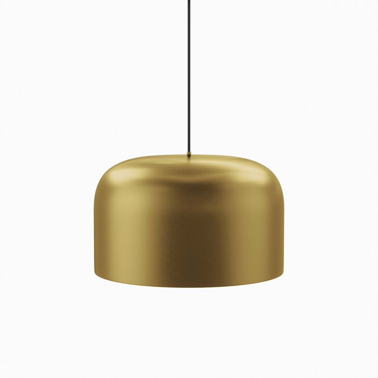 Sleek Contemporary 17" Satin Brass LED Bowl Pendant Light