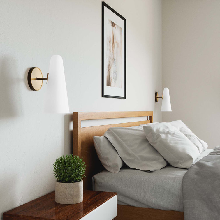 Sleek Satin Brass Beacon Wall Sconce with Clear Glass Shade