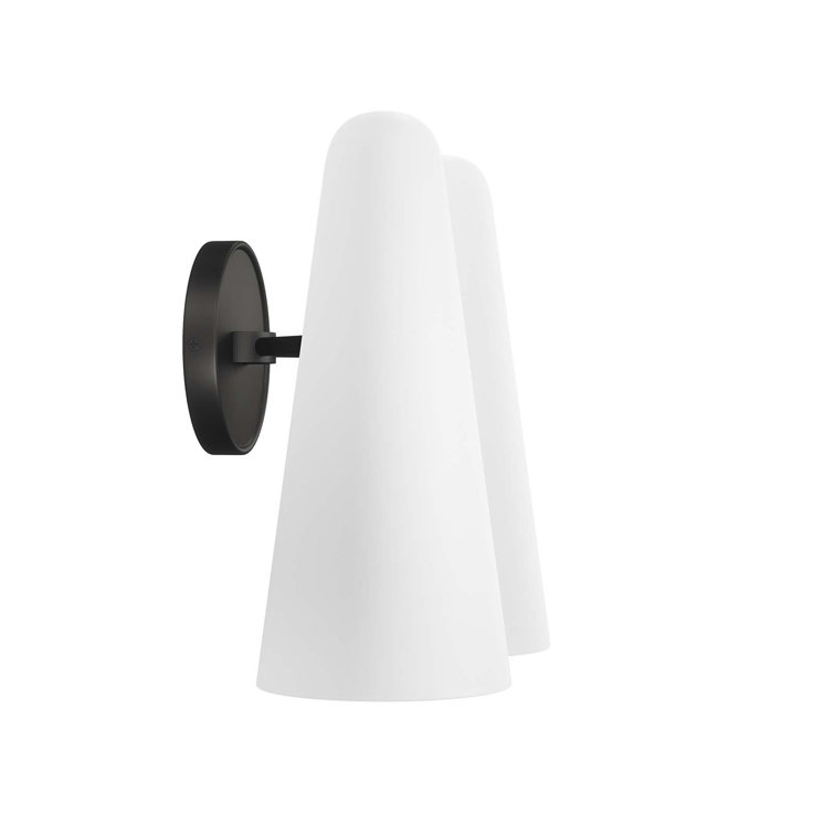 Opal Black Glass Cone 2-Light Wall Sconce