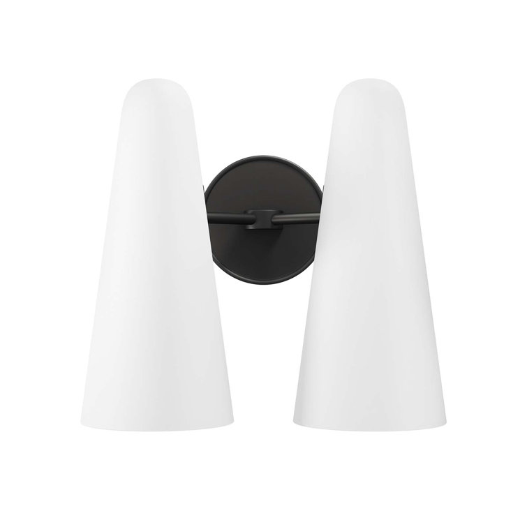 Opal Black Glass Cone 2-Light Wall Sconce