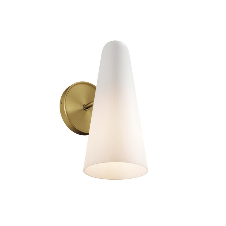 Sleek Satin Brass Beacon Wall Sconce with Clear Glass Shade