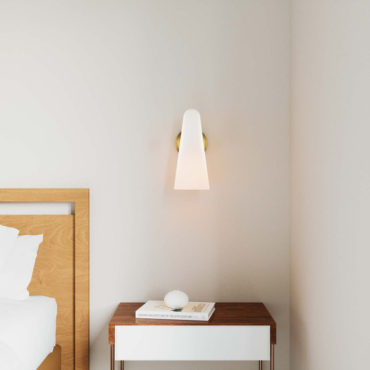 Sleek Satin Brass Beacon Wall Sconce with Clear Glass Shade