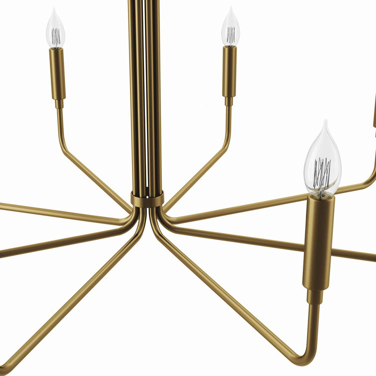 Satin Brass 8-Light Candle Chandelier with Adjustable Rod