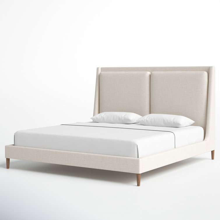 Dover Crescent King-Size Bed with Upholstered Linen Headboard
