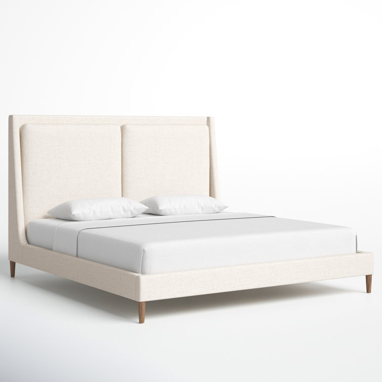 Dover Crescent King-Size Bed with Upholstered Linen Headboard