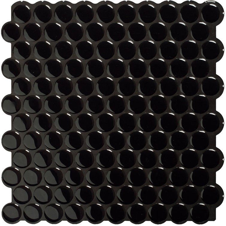Glossy Black Penny Round Peel and Stick Backsplash Tile